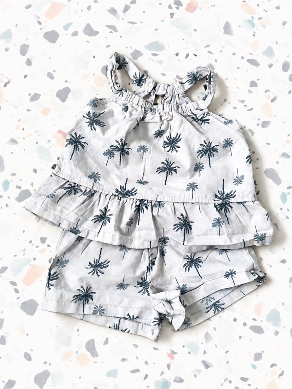Carter's Baby 2-Piece Ivory Palm Tree Floral Tank Top & Shorts Set - 18 Months